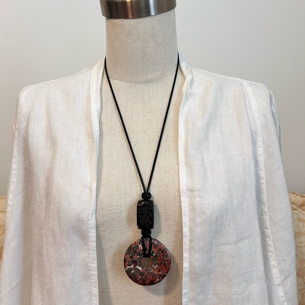 **** SALE ****Large Leopard Jasper with African Beads